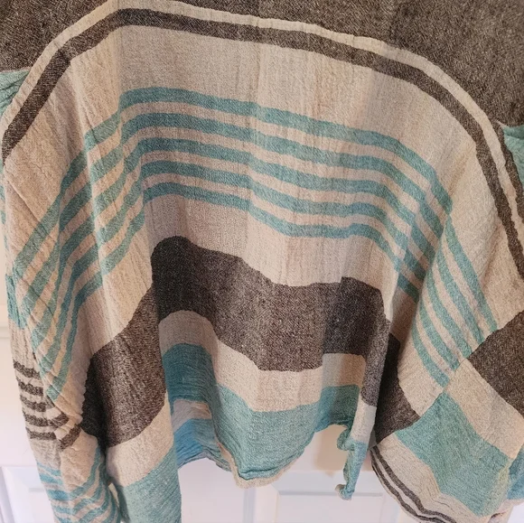 Luukaa Karen Tunic Linen Size 18 Cream & Mint Lagenlook Artsy - Picture 4 of 9